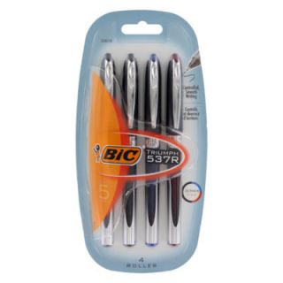 BIC Triumph 537R Rollerball Pens Fine 0 7mm Assorted Colors 4 Pack 