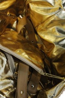 Big Buddha Tan Embossed Metallic Lined Shopper Tote Handbag Large BHFO 