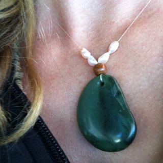 California Big Sur Jade Necklace Pendant Gemstone Beautiful Moon Piece 