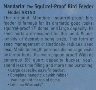 new mandarin squirrel proof bird feeder