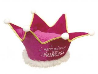 Plush Birthday Crown Pink Princess Child Novelty Hat