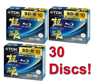 30 TDK Bluray BD R DL Blu Ray Disc 50GB 4X Blank Media Blueray HD DVD 