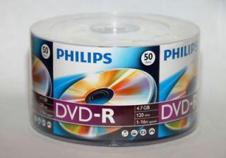 400 Philips Branded 16x DVD R Blank Recordable 4 7GB DVD DVDR Media 