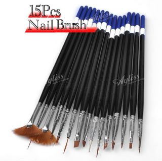 15pc Black Nail Art Darwing Brushes Pens Tools Set Easy Professional 