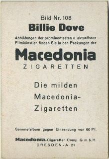 Billie Dove Vintage 1930s Macedonia Tobacco Card