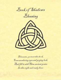 Book of Shadows Blessing Page on Parchment with Triquetra