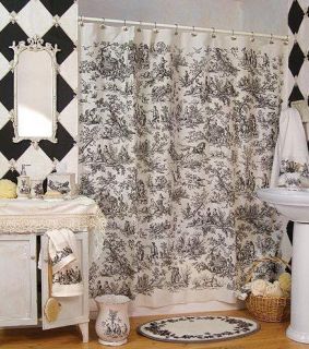 Antoinette Black Cream Toile Shower Curtain