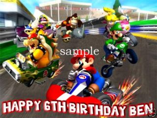 Mario Kart Edible Birthday Cake Image Icing Topper Wii