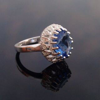   Ring Silver Gemstone Ring Silver Sapphire Birthstone Ring Size 6