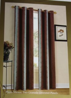 DR Window Curtain Grommet Panel 54x84 Granada Blue Chocolate Brown