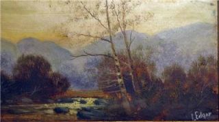 Louis Edgar River Scene with Birches 19th Cent American