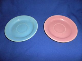Old Bauer California Pottery Pink Blue Plates 2 NR