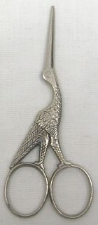 Pair Steel Figural Bird Stork Sewing Manicure Scissors Vintage