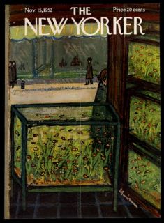1952 Abe Birnbaum Fish Store Aquarium Art New Yorker Cover