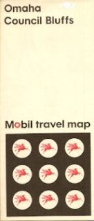 1969 Mobil Road Map Omaha Council Bluffs Iowa Nebraska