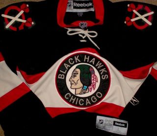   Blackhawks Black Winter Classic RBK Reebok Edge NHL Hockey Jersey