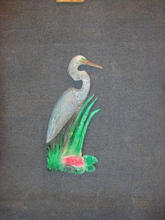 Carved Great Blue Heron Chainsaw Carving Swamp Marsh Bird Crane Egret 