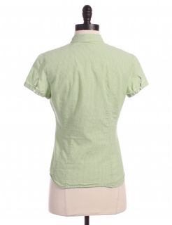 Crew Green Striped Short Sleeve Blouse Sz 4 Top Shirt
