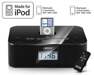 New Black iPod Touch Docking Station Alarm Clock Radio