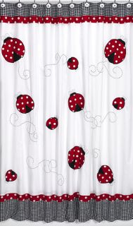 Ladybug Red Black White Polka Dot Bath Fabric Shower Curtain Sweet 