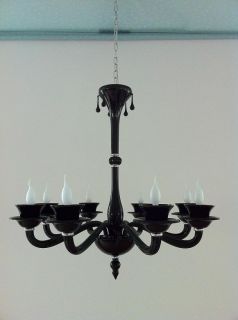 Black Murano Glass 8LTS Modern Pendant Lamp Chandelier