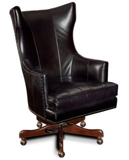 Soraya Black Leather Wing Executive Office Swivel Chair