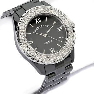   Watches by Adrienne Black Steel Magnolia Ceramic Bracelet Watch