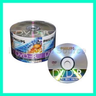 100 Philips Brand 16x Blank DVD R DVDR Disc 4 7GB Video