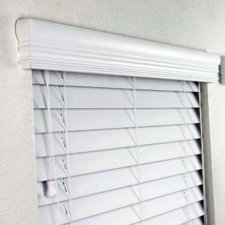 Faux Wood Blinds in White w Upgraded Crown Valance Fascia Home 