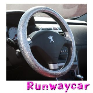 Runwaycar Bling Silver Steering Wheel Cover Size M