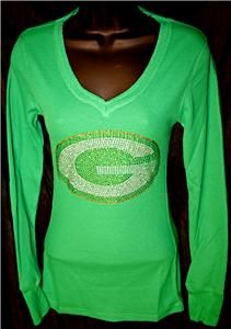Green Bay Packers Bling Womens Thermal Allcolors Size