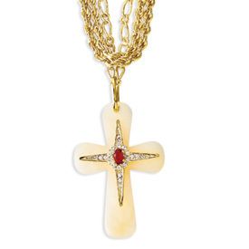 Jacqueline Kennedy Brazillian Agate Cross Necklace Camrose Kross JFK 