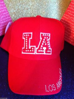 Red Bling Bling Novelty Baseball Cap La Los Angeles Adjustable 100 