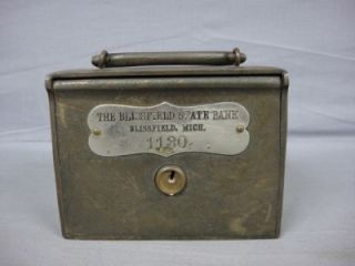 VINTAGE ADVERTISING COIN BANK BLISSFIELD STATE BANK MICHIGAN