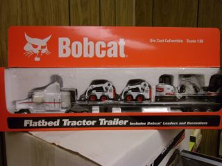 Bobcat 1 50 Scale Flatbed Tractor Trailer With Loaders and Excavators