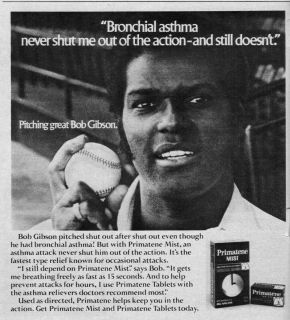 1978 Primatene Mist ad BOB GIBSON St Louis Cardinals Pitcher Bronchial 