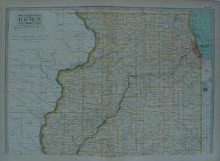 1897 Map Northern Illinois Rockford Bloomington Chicago