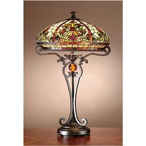 Antiques Roadshow Boehme Series Tiffany Style Stained Glass Table Lamp 