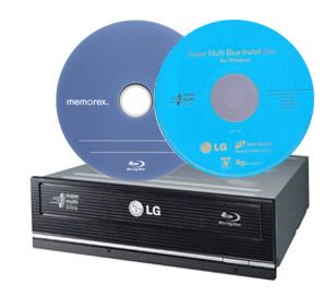 LG 12x Blu Ray Burner Writer New with Software Plus 10 PK Memorex BD R 