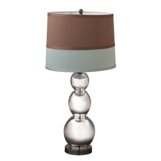 Set of 2 Lamps Silver w/ Blue & Brown Shades Lamp Table Acent Bedroom 