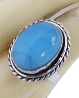   Tone Ring in Blue Chalcedony Semi Precious Stone Jewelry Sz 7 5