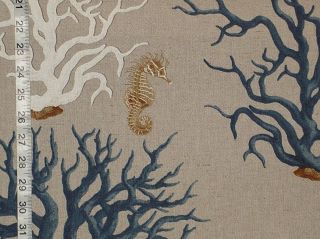 Blue Coral Seahorse Fabric Novelty Home Decorating