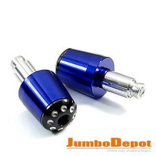 Blue Diamond Pattern Rear Handle Bar End Plugs for Motorcycle 