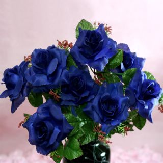 108 Silk Wedding Flower Decor Open Roses Navy Blue 12 Bushes 20 Stem 