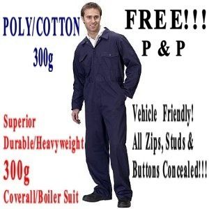 Mens 300g Boiler Suit Overall Coverall Navy Blue Mechanic College Size 