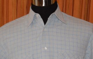 Bobby Jones Short Sleeve Blue Checkered Cotton Plaid Golf Shirt Mens 