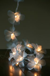 20 BLUE & WHITE Orchid Flower LED String Fairy Lights Christmas Patio 