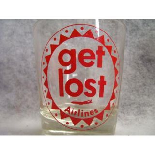 Vintage 6 PC Set Get Lost Airlines Cocktail Glasses in Box 1972 