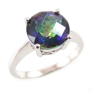 3ct Genuine Rainbow Blue Topaz Ring 925 Sterling Silver Size 7 ROUND 