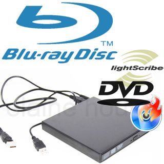 External Blu ray 6X Movie Reader DVD LightScribe Burner Portable USB2 